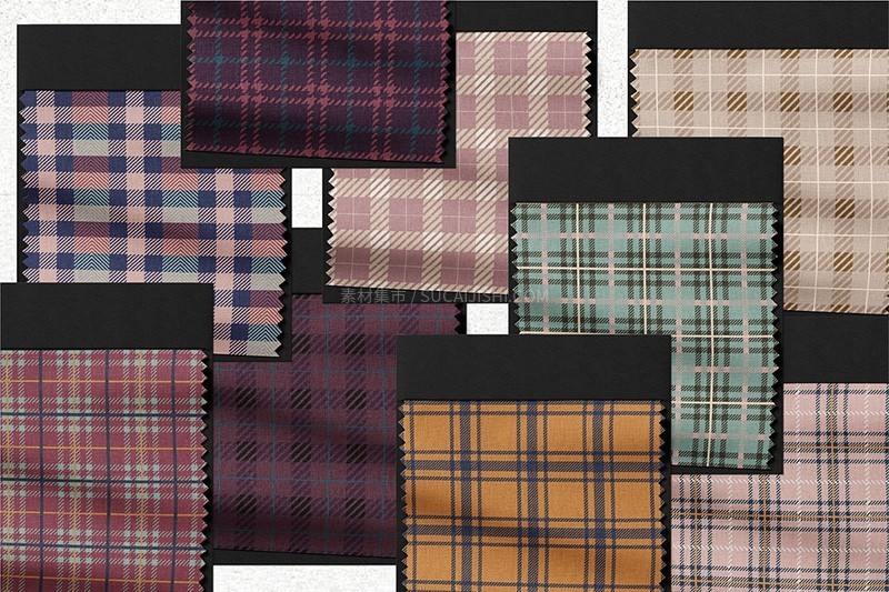 12个经典苏格兰格纹图案 EPS PNG格式